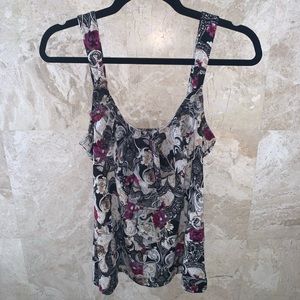 White House Black Market ruffled flowy tank M